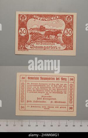 30 Heller aus Baumgarten bei Perg, Notgeld. Minze: Baumgarten Stockfoto