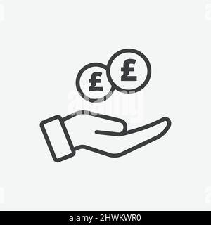 Pfund Münzen Geld in der Hand flache Vektor-Symbol Stock Vektor