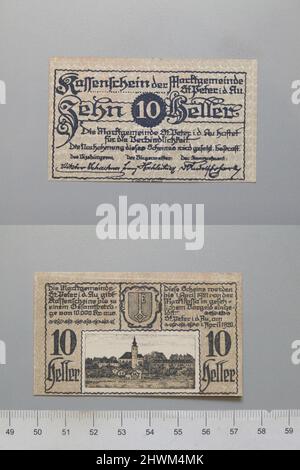 10 Heller aus St. Peter in der Au, Notgeld. Künstler: Unbekannt Stockfoto