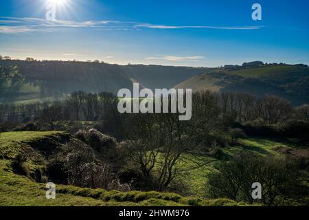 Schatten über Devils Dyke, Brighton, East Sussex, England. Stockfoto