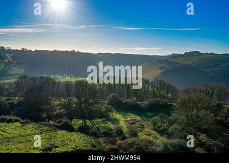 Schatten über Devils Dyke, Brighton, East Sussex, England. Stockfoto