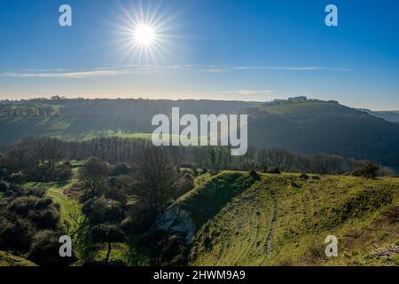 Schatten über Devils Dyke, Brighton, East Sussex, England. Stockfoto