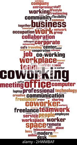 Coworking Wort Cloud Konzept. Collage aus Worten über Coworking. Vektorgrafik Stock Vektor