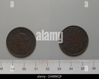 1 Cent aus Unbekannt mit Victoria, Königin von Großbritannien. Subject: Victoria, Queen of Great Britain, British, 1819–1901, regierte 1837–1901 Künstler: Unbekannt Stockfoto