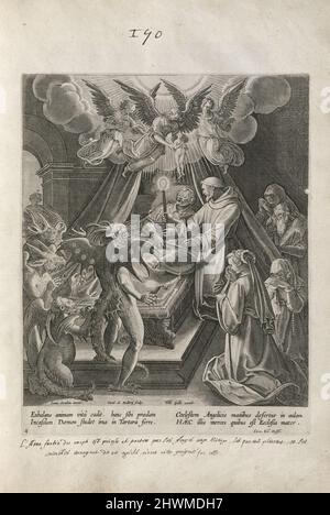 Die Kunst des Sterbens, pl. 4 von 4. Kupferstecher: Karel van Mallery, Flämisch, 1571–nach 1635After: Stradanus (Jan van der Straet), Flämisch, 1523–1605Publisher: Philip Galle, Flämisch, 1537–1612 Stockfoto