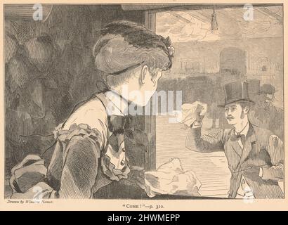 „Komm!“, aus der Galaxie, September 1869. Künstler: Winslow Homer, Amerikaner, 1836–1910 Stockfoto