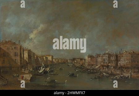 Blick auf den Canale Grande von der Ponte di Rialto. Künstler: Francesco Guardi, Italienisch, Venedig, 1712–1793 Stockfoto