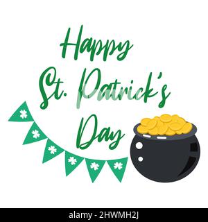 Happy St. Patrick Tag Grußkarte Vorlage. Glücklicher Tag der Heiligen Patricks Stock Vektor