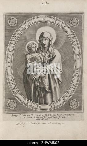 Die Jungfrau und das Kind des heiligen Lukas. Künstler: Philip Galle, Flämisch, 1537–1612 Stockfoto