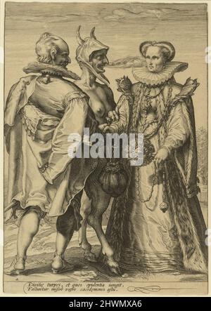 Ehe für Reichtum von Satan, aus der Serie drei Arten von Ehen. Kupferstecher: Jan Saenredam, Niederländisch, 1565–1607After: Hendrick Goltzius, Niederländisch, 1558–1617 Stockfoto