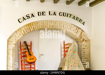 Casa de la Guitarra Flamenco Place und Museum, Calle Meson del Moro, Sevilla, Spanien Stockfoto