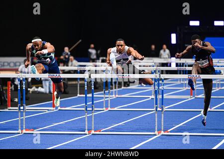 Paris, Frankreich. 06. März 2022. Wilhem Belocian (60m Hürden der Männer) aus Frankreich tritt während der Leichtathletik-Hallenwelttour, Meeting de Paris 2022 am 6. März 2022 in der Accor Arena in Paris, Frankreich, an - Foto Victor Joly/DPPI Credit: DPPI Media/Alamy Live News Stockfoto