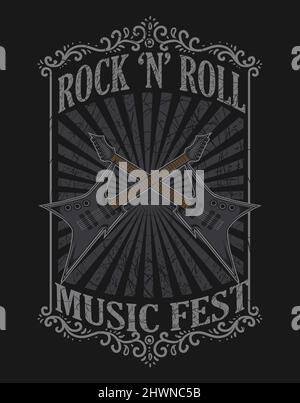 Illustration Vektor Rock n Roll Musik fest Poster Stock Vektor