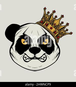 Illustration Vektor Panda King Kopf Stock Vektor