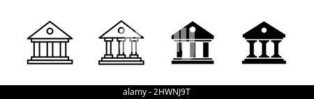 Bank Icon Design-Element, konturierbare Kontur und flacher Stil Stock Vektor