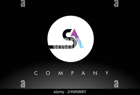 SA-Logo. Letter Design Vektor mit lila und schwarzen Farben. Stock Vektor