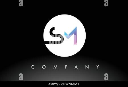 SM-Logo. Letter Design Vektor mit lila und schwarzen Farben. Stock Vektor