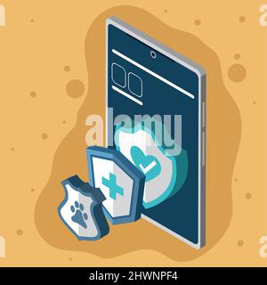 Online-Versicherungs-App Stock Vektor