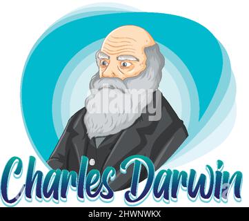 Porträt von Charles Darwin in Cartoon-Stil Illustration Stock Vektor