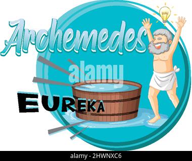 Archimedes Karikatur mit dem Wort Eureka Illustration Stock Vektor