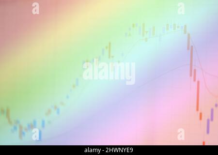 Finanzdaten zu einem Monitorhintergrundkonzept Stockfoto