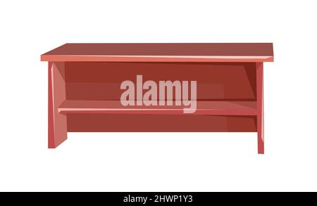 Einfacher, vielseitiger Tisch für Küche, Arbeitszimmer oder Büro. Schulschreibtisch. Cartoon-Stil. Möbel in modernem, minimalistischem Design. Objekt auf Weiß isoliert Stock Vektor