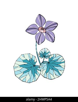 Marsh Marigold – Caltha palustris. Handgezeichnete Doodle-Skizze, Kunst, Kontur. Vektorgrafik Stock Vektor