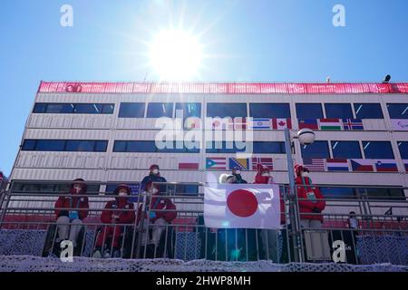 Peking, China. 5. März 2022. Allgemeine Ansicht, 5. März 2022 - Alpinski : Abfahrt im Yanqing National Alpine Skiing Center während der Paralympischen Winterspiele in Peking 2022 in China. Kredit: MA SPORT/AFLO/Alamy Live Nachrichten Stockfoto