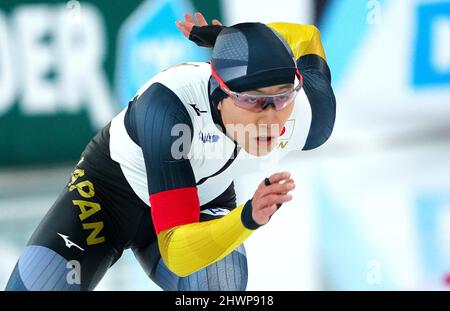 Wataru Morishige (JPN) bei 500m Männern während der ISU-Eisschnelllauf-WM im Sprint und Allround am 4. März 2022 im Vikingskipet in Hamar, Norwegen Foto von SCS/Soenar Chamid/AFLO (HOLLAND OUT) Stockfoto