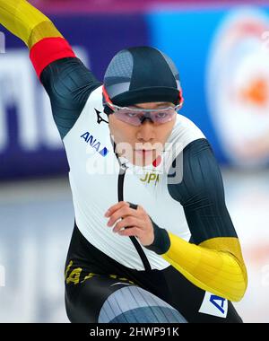 Wataru Morishige (JPN) bei 500m Männern während der ISU-Eisschnelllauf-WM im Sprint und Allround am 4. März 2022 im Vikingskipet in Hamar, Norwegen Foto von SCS/Soenar Chamid/AFLO (HOLLAND OUT) Stockfoto