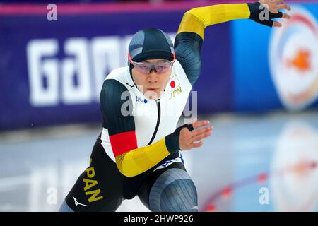 Wataru Morishige (JPN) bei 500m Männern während der ISU-Eisschnelllauf-WM im Sprint und Allround am 4. März 2022 im Vikingskipet in Hamar, Norwegen Foto von SCS/Soenar Chamid/AFLO (HOLLAND OUT) Stockfoto