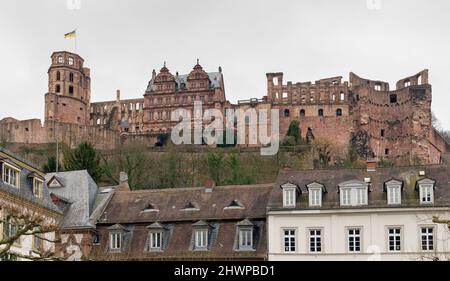 Eindruck vom Heidelberger Schloss in Deutschland im Winter Stockfoto