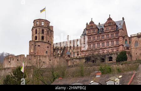 Eindruck vom Heidelberger Schloss in Deutschland im Winter Stockfoto