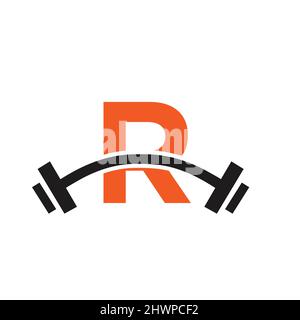 Fitness Gym Logo Design auf Brief R Vorlage. Schreiben R Fitness Club Ausübung Logo Stock Vektor