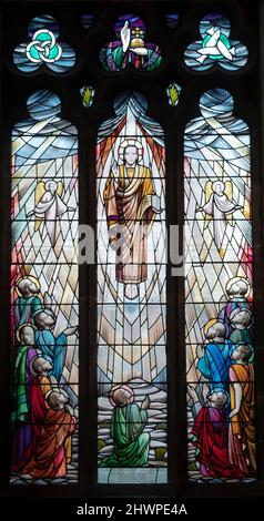 UK 19. Century St. Andrew URC Sheffield Church Glasfenster von Donald Robertson 1962. Stockfoto