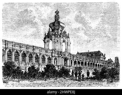 Zwinger in Dresden, , (Kunsthistorisches Buch, 1887), Zwinger zu Dresden, Zwinger à Dresde Stockfoto