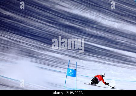 Peking, China. 5. März 2022. Das Ambiente schoss alpines Skifahren: Männer-Abfahrt während der Paralympischen Winterspiele 2022 in Peking im Nationalen Alpinen Ski-Zentrum in Peking, China. Quelle: Naoki Nishimura/AFLO SPORT/Alamy Live News Stockfoto