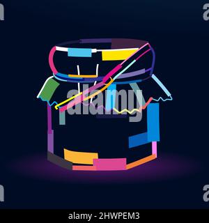 Abstraktes Glas Honig, Glas Marmelade aus bunten Farben. Farbige Zeichnung. Vektordarstellung von Farben Stock Vektor