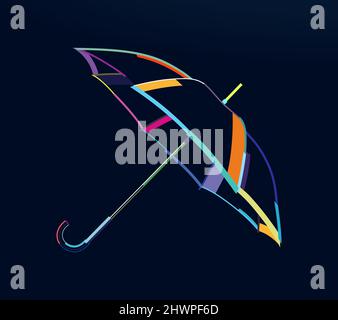 Abstrakter Regenschirm mit geradem Griff, Regenschirmstab, bunte Zeichnung. Vektordarstellung von Farben Stock Vektor