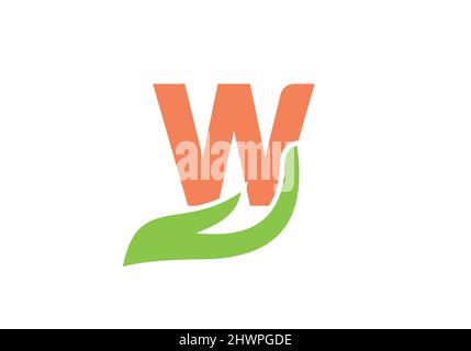 W-Letter-Logo mit Handkonzept. W Logo Design auf der Hand Konzeptvektor Stock Vektor