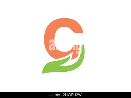 C-Letter-Logo mit Handkonzept. C-Logo-Design auf der Hand Konzept Vektor Stock Vektor