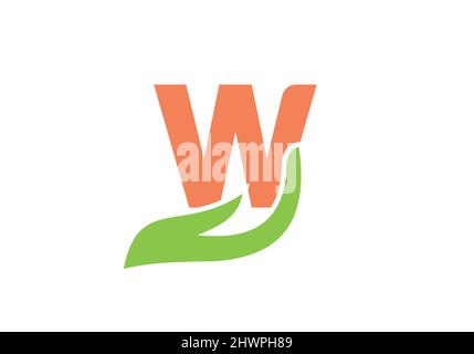 W-Letter-Logo mit Handkonzept. W Logo Design auf der Hand Konzeptvektor Stock Vektor