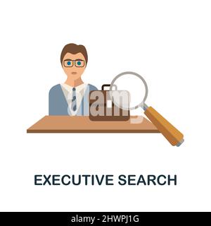 Flaches Symbol für die Executive-Suche. Farbliches Elementzeichen aus der Rekrutierungssammlung. Flaches Symbol für Executive Search für Webdesign, Infografiken und mehr. Stock Vektor