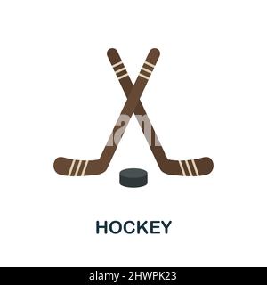 Eishockey-Symbol. Farbiger Elementschild aus der Wintersport-Kollektion. Flaches Hockey-Symbol für Webdesign, Infografiken und mehr. Stock Vektor