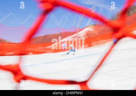 Peking, China. 07. März 2022. Paralympics, Para Alpine Skiing, Männer, Kombiniert, Stehend, Im Nationalen Alpinen Skizentrum: Davide Bendotti aus Italien in Aktion. Quelle: Christoph Soeder/dpa/Alamy Live News Stockfoto