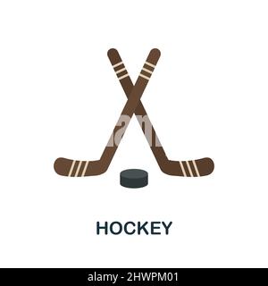 Eishockey-Symbol. Farbiger Elementschild aus der Wintersport-Kollektion. Flaches Hockey-Symbol für Webdesign, Infografiken und mehr. Stock Vektor