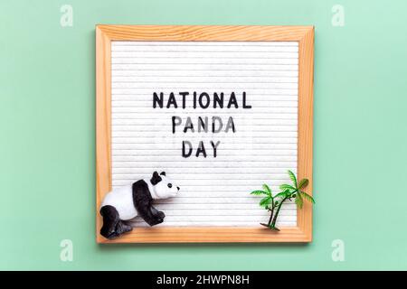 National Panda Day 16. März Feiern Sie die flauschigsten, Bambus-fressenden Bären, die für China Nationalstolz sind. Deshalb ist es wichtig, prot Stockfoto