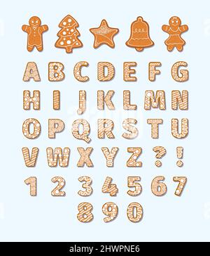 Lebkuchen. Geometrische Weihnachten dekoriert Cookies lecker Urlaub ornamental Geschenke Kekse Formen grellen Vektor farbigen cillustrations set Stock Vektor