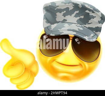 Armeesoldat Emoticon Emoji Gesicht Cartoon-Symbol Stock Vektor