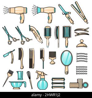 Beauty Icons Set - Friseursalon-Paket. Vektorgrafik Stock Vektor